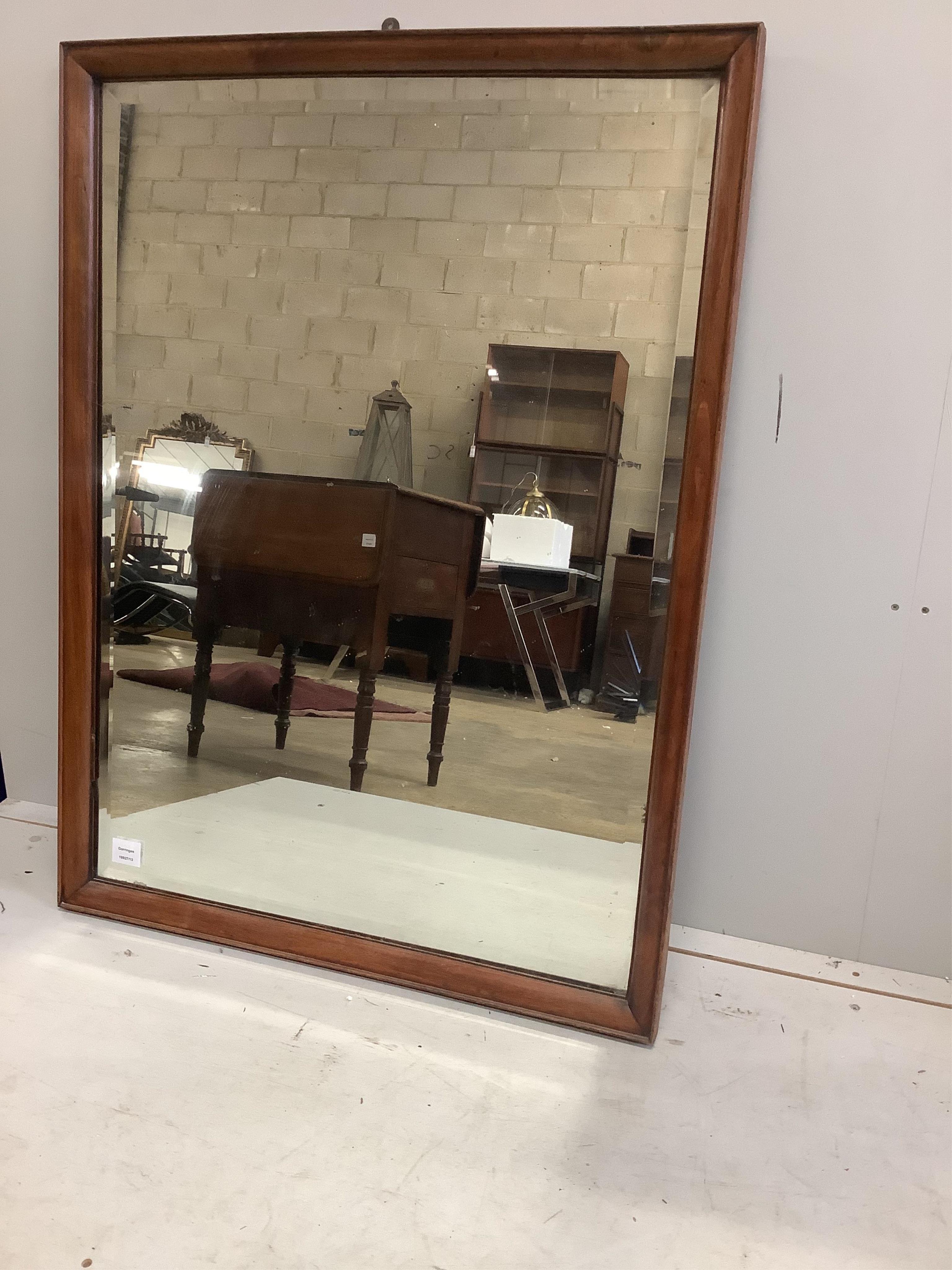 Three Victorian and later rectangular wall mirrors, largest width 76cm, height 100cm. Condition - fair to good